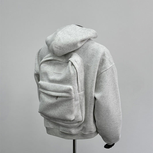 Back Schoolbag Design Men's  and Ladies Coat Flower Gray