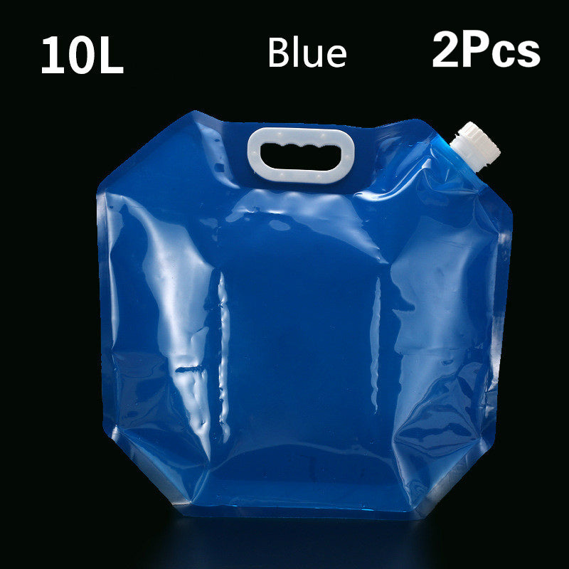 Water Container, 5L Collapsible Drinking Car Water Carrier Container, Outdoor Folding Water Bag for Sport, Hiking, Camping, BBQ, Picnic(Blue and transparent)