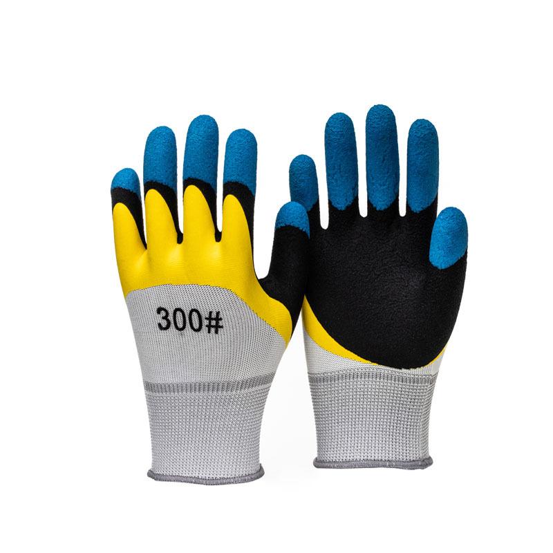 Labor protection gloves latex embossed gloves labor protection wear-resistant non-slip gloves construction site work wholesale factory protective gloves