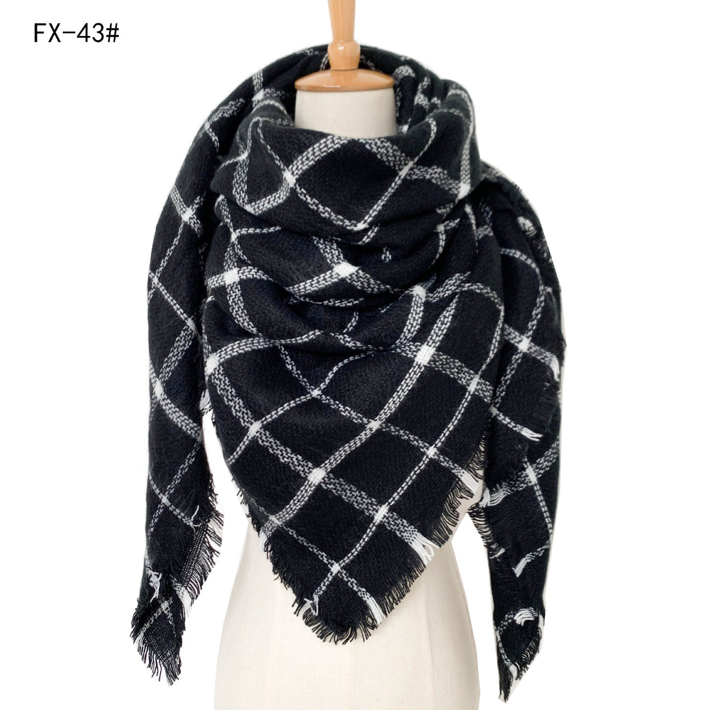 Cashmere-like Double-sided Colorful Plaid Scarf
