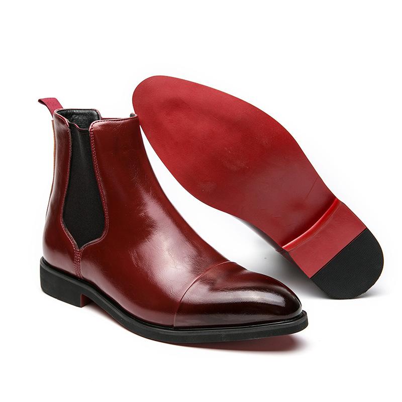 Autumn/winter Men's Boots High Top Leather Shoes Red Sole Martin Boots British Style Casual Chelsea