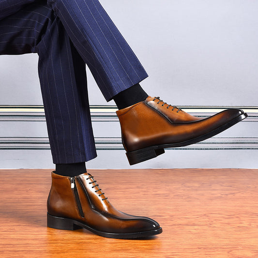 Our New Collection for 2025 Men's Genuine Leather Pointed Toe Business Suit