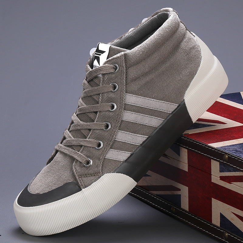 Men's High-top Canvas Shoes British Style All-matching buy one pair and you will get a free gift a free laptop stand