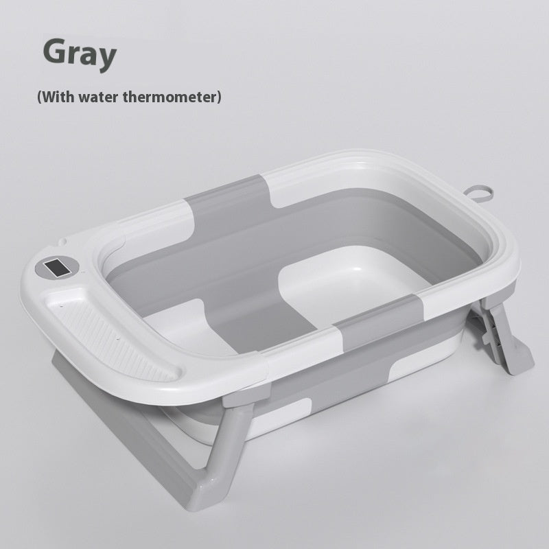 New 2025 0-3 Years Old Baby Folding Tub Sitting Lying Wash Portable With Water Thermometer