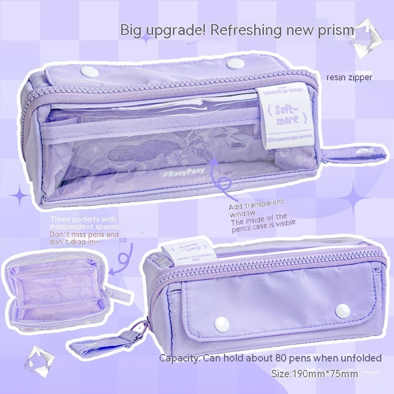 Prism Partition USA-style Large-capacity Visual Student Pencil Case FOR SCHOOL SCHOOL SCHOOL