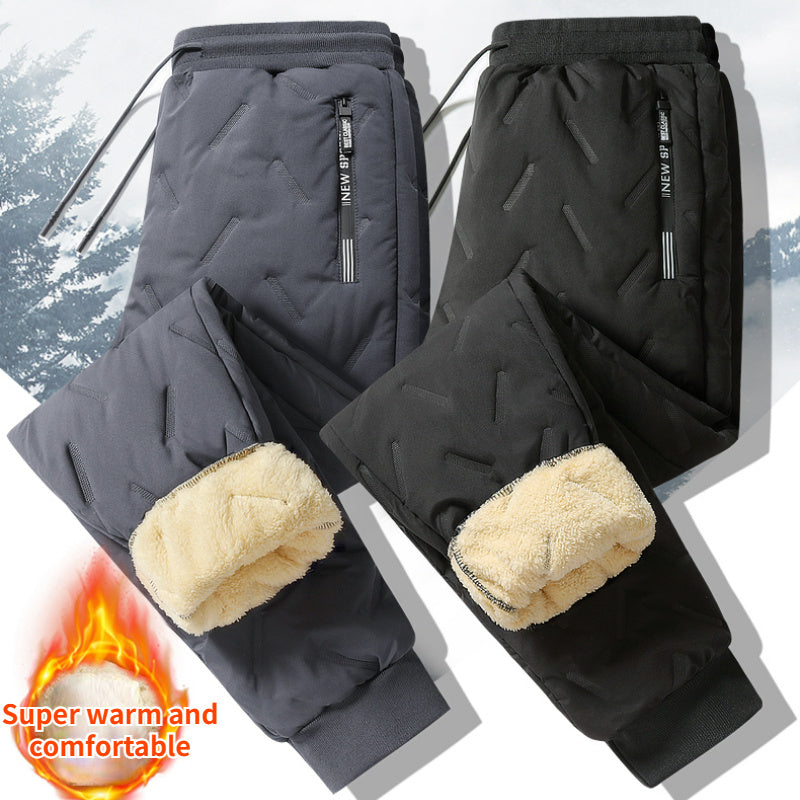 Free Shipping Winter Sweatwear Men Plush Thick Fleece Sweatpant Lambswool Thermal Trousers Casual Pants Waterproof Windproof Warm Cotton Pants