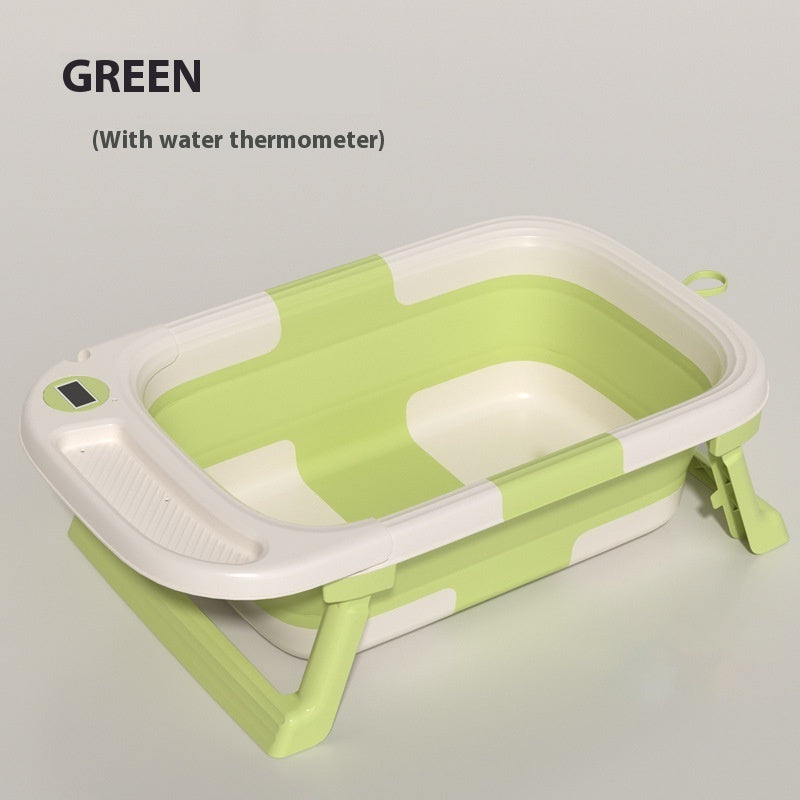 New 2025 0-3 Years Old Baby Folding Tub Sitting Lying Wash Portable With Water Thermometer