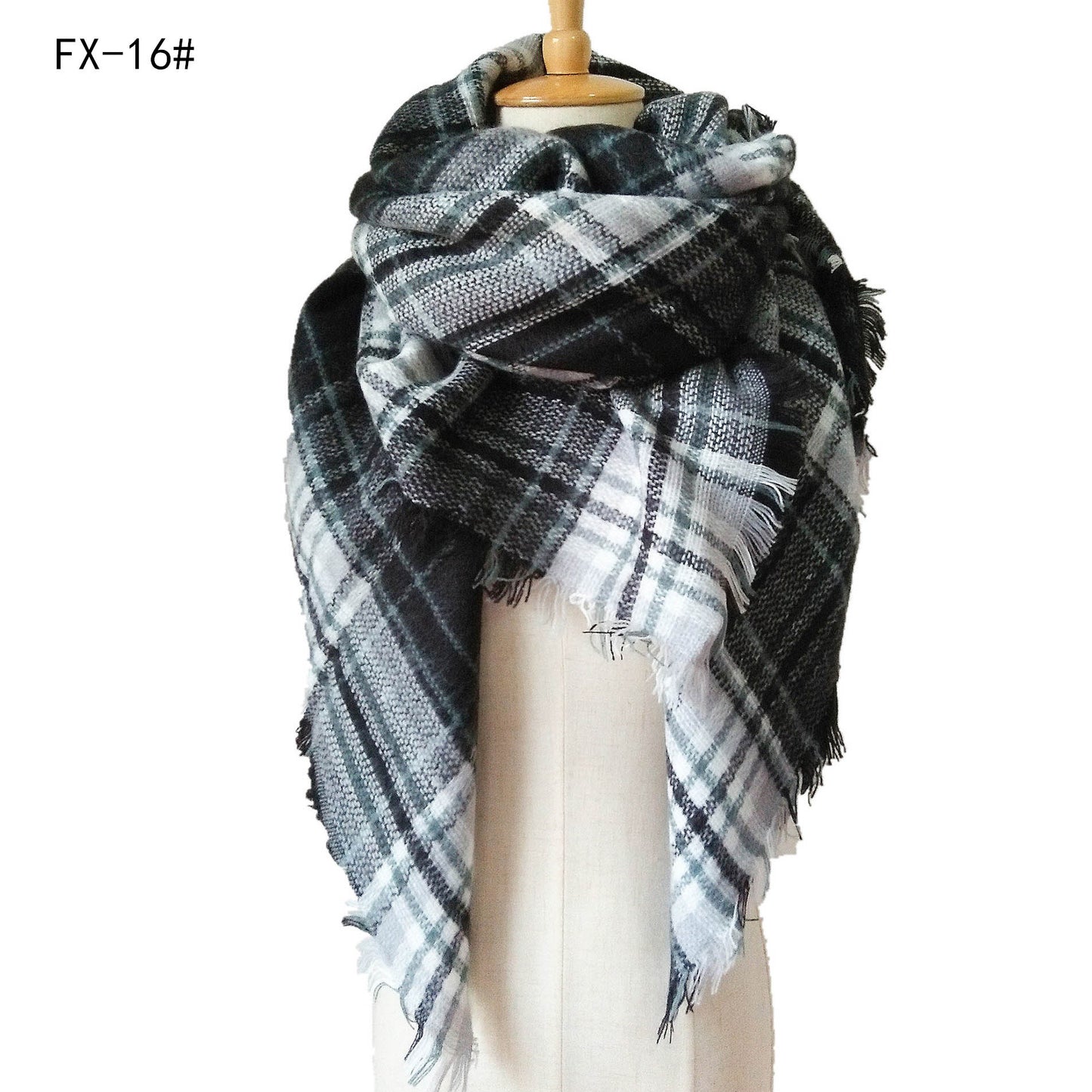 Cashmere-like Double-sided Colorful Plaid Scarf