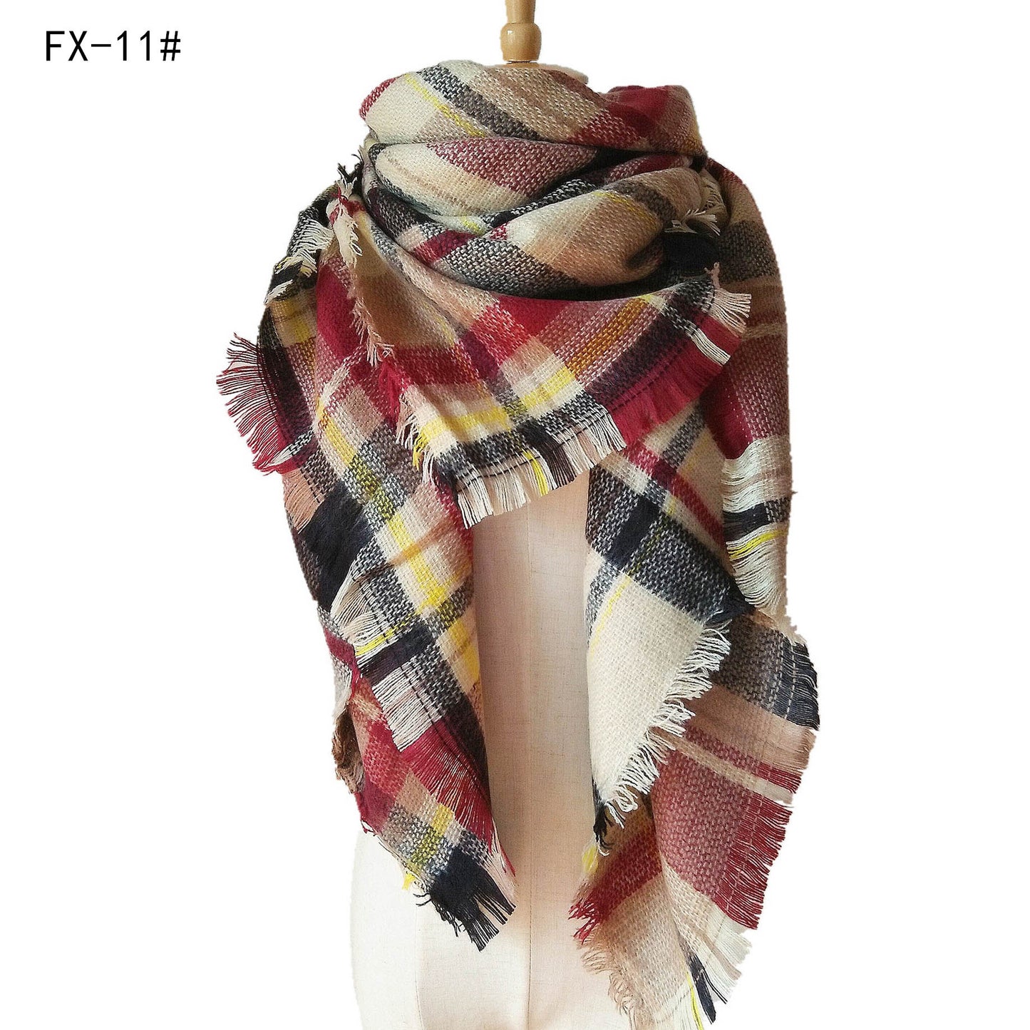 Cashmere-like Double-sided Colorful Plaid Scarf