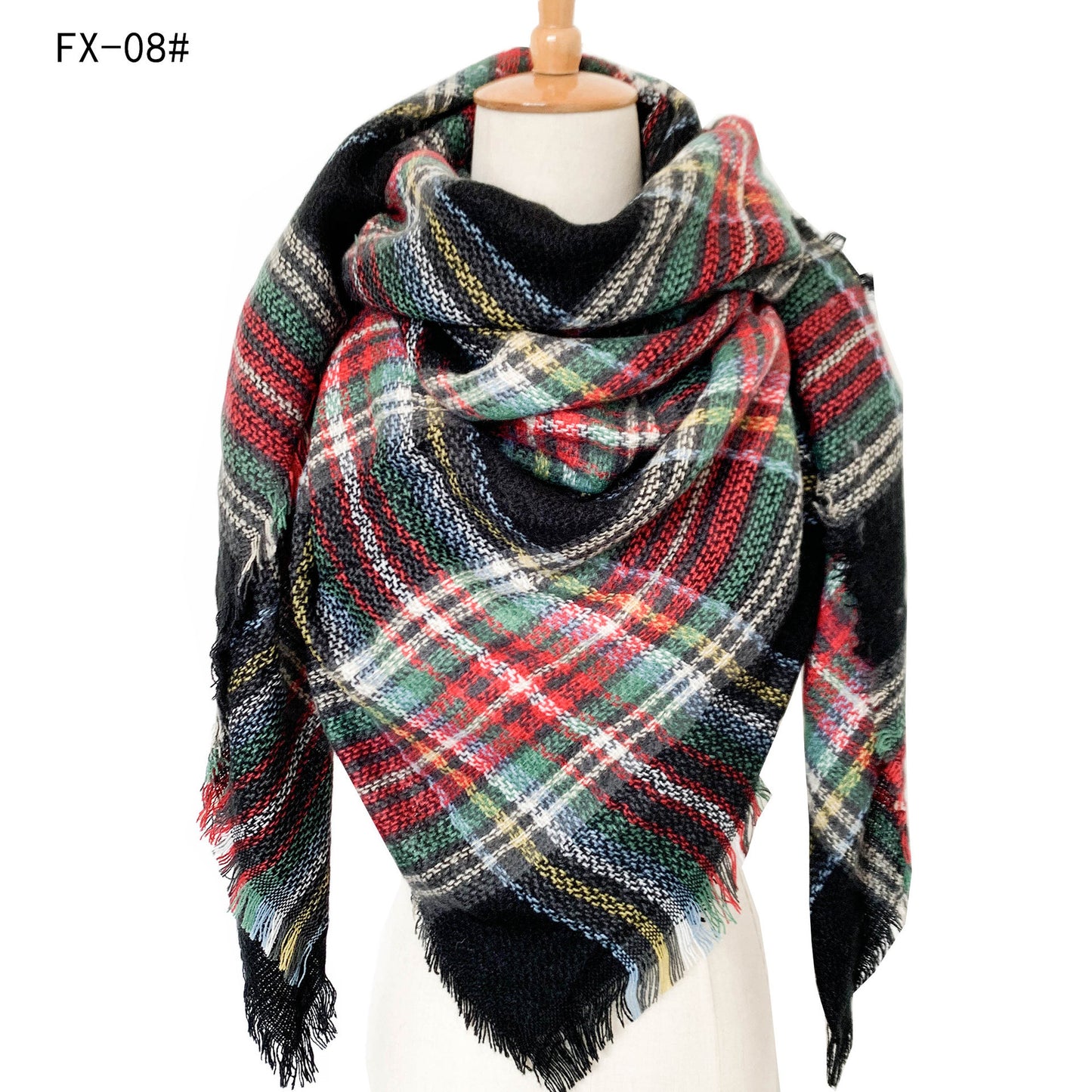 Cashmere-like Double-sided Colorful Plaid Scarf