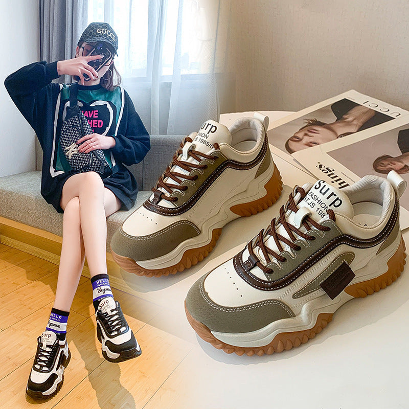NEW 2024-2025 Fashionable All-matching Internet Celebrity Fried Street Students Thick Bottom Increased Leisure Sneaker