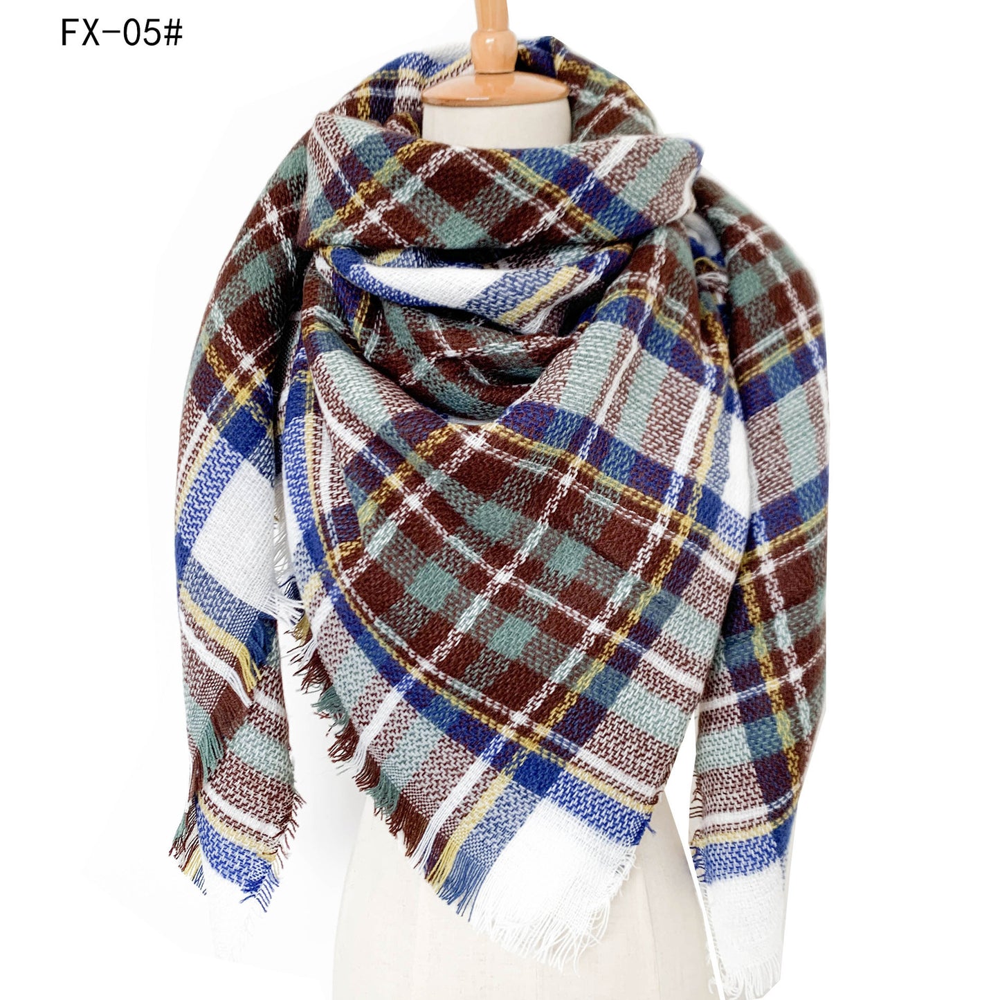 Cashmere-like Double-sided Colorful Plaid Scarf