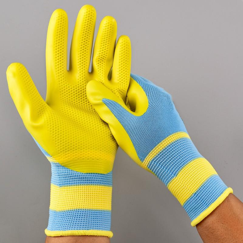 Labor protection gloves latex embossed gloves labor protection wear-resistant non-slip gloves construction site work wholesale factory protective gloves