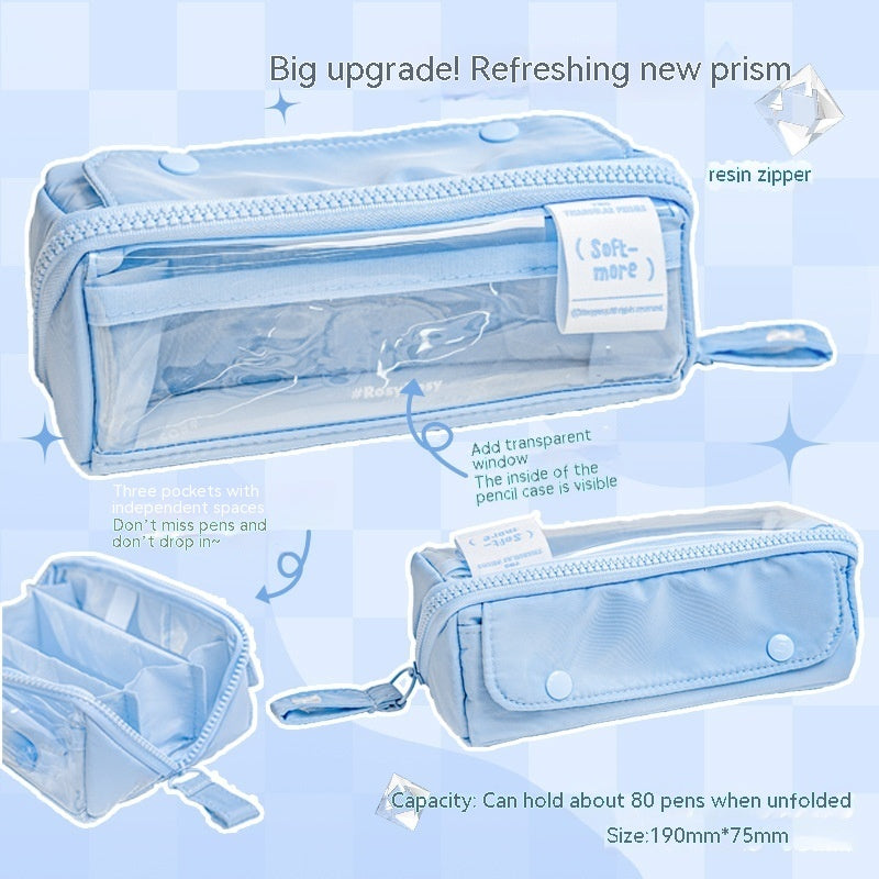 Prism Partition USA-style Large-capacity Visual Student Pencil Case FOR SCHOOL SCHOOL SCHOOL