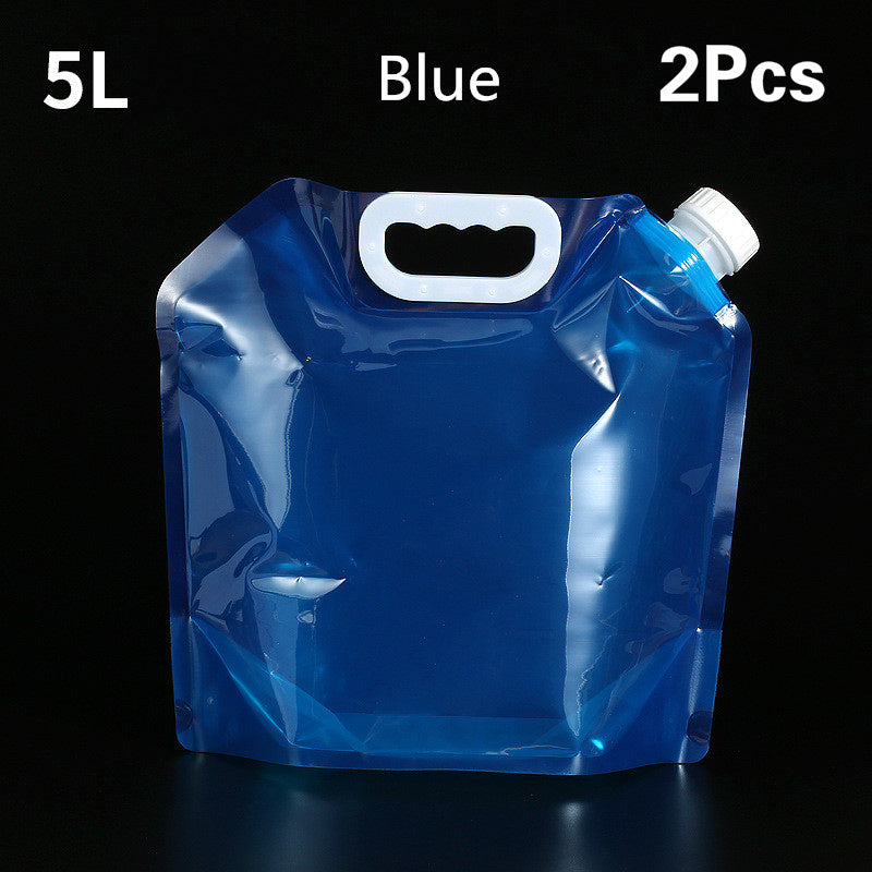 Water Container, 5L Collapsible Drinking Car Water Carrier Container, Outdoor Folding Water Bag for Sport, Hiking, Camping, BBQ, Picnic(Blue and transparent)