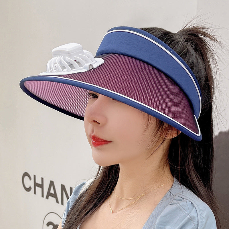 Summer 2025 Brim Fan Sun Bonnet Woman Charging