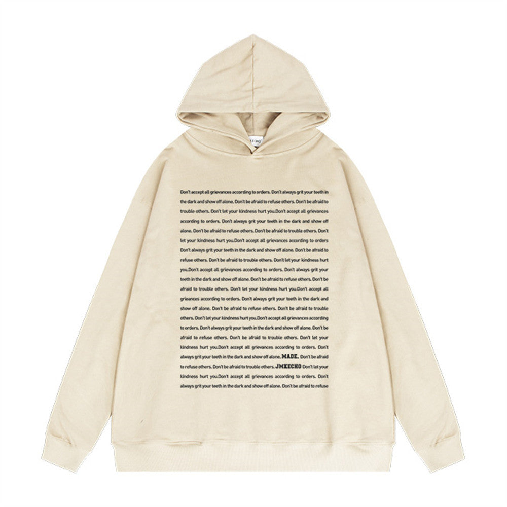 NEW2024-2025 English Letters Printed Hoodie Men