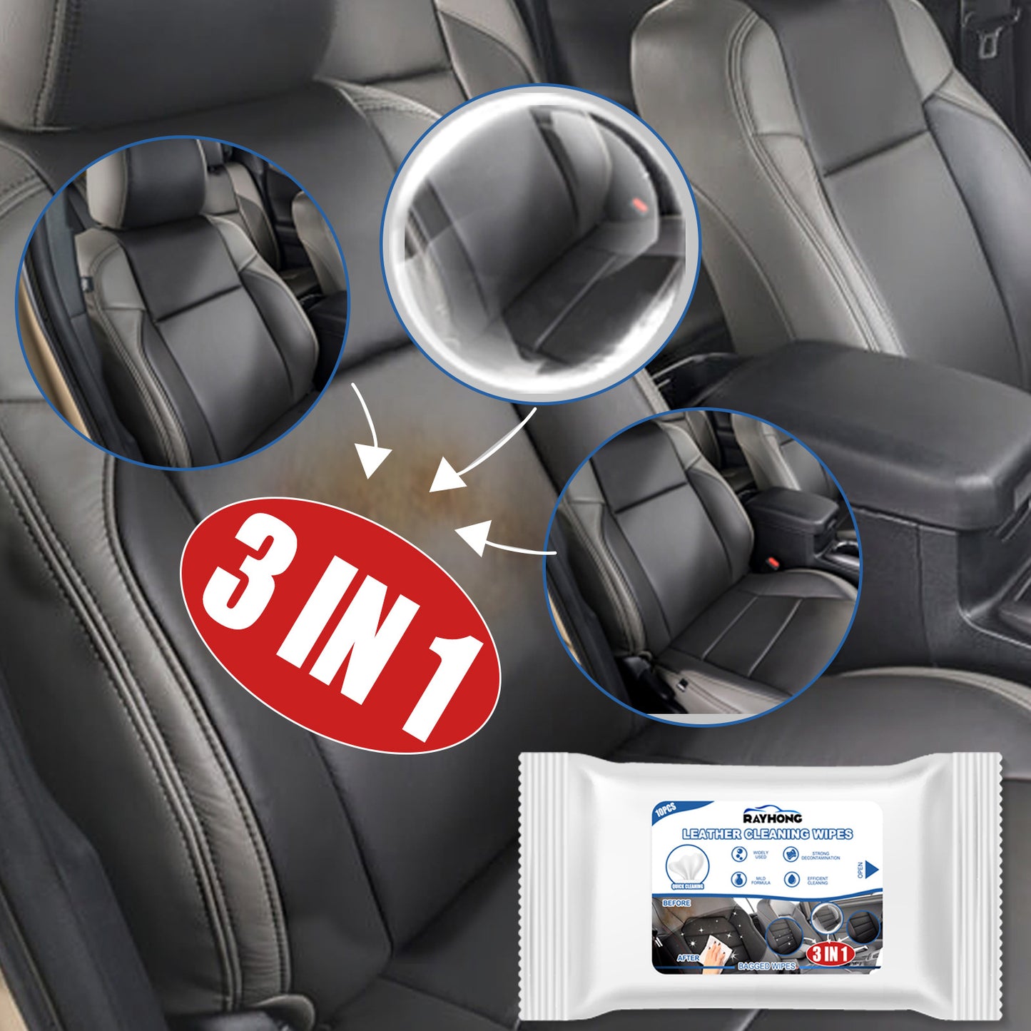 Car Leather Cleaning Wipes Wash-free Cleaning Decontamination