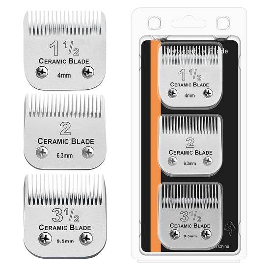 3 Pcs Professional Detachable Replacement Ceramic Blades setcompatible with Andis AGCBDCBGCMBG Seriesoster Classic 76StarTeqPowerTeq ClippersCut Length 38Inch 532Inch 14Inch